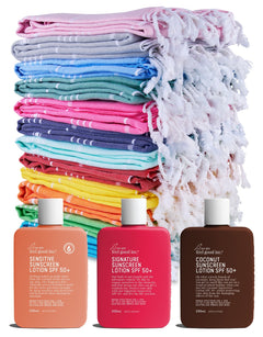 Beach Day Duo 2 x Turkish Towels & 1 x Sunscreen
