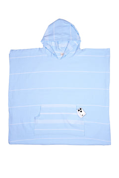Sky Blue Hooded Turkish Towel Poncho