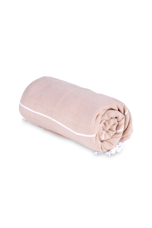 Beige Hooded Turkish Towel Poncho