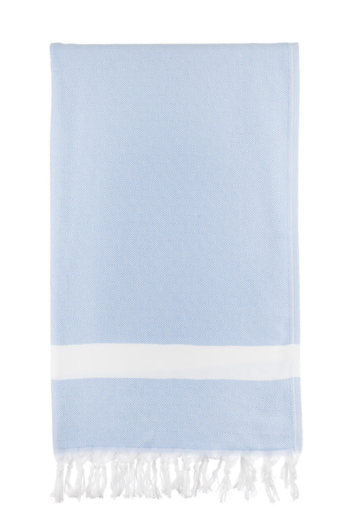 Turkish Towel Co Diamond Blue Turkish Towel  Light