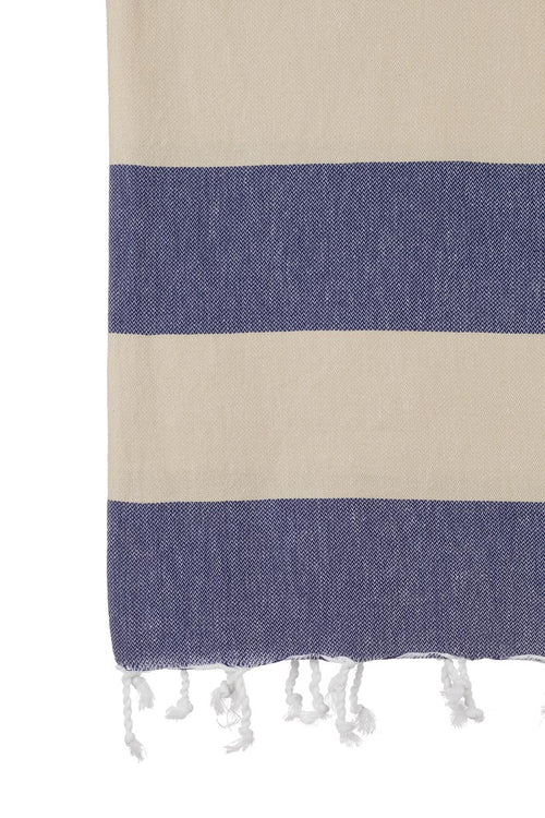 Turkish Towel Co Navy & Beige Towel