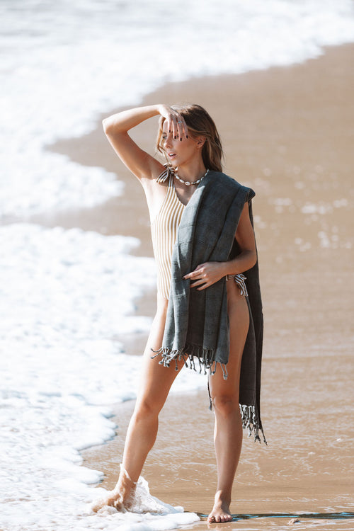 Stonewash Black Turkish Towel